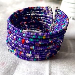 Beaded purple bracelet cuff